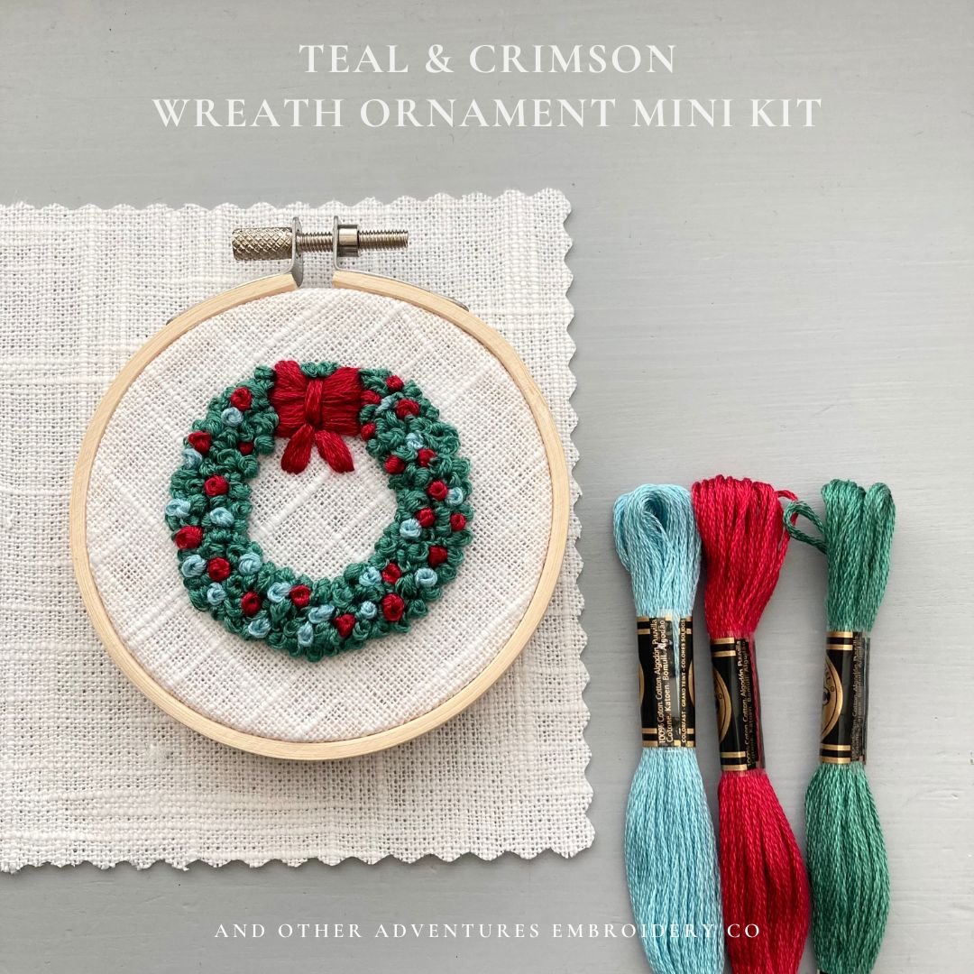 Make your own embroidered wreath ornament with And Other Adventures Embroidery Co