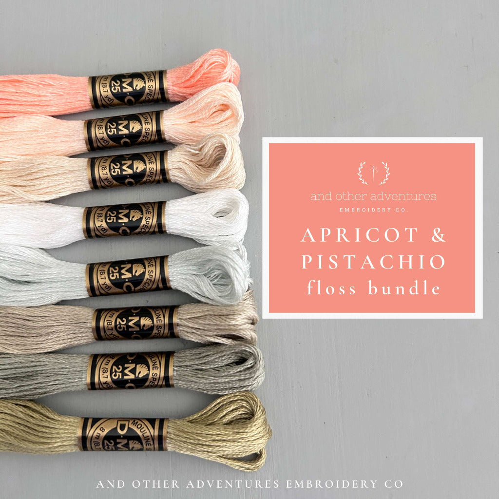 Serene Spring Colors for your next hand embroidery project - Apricot & Pistachio Floss Bundle by And Other Adventures Embroidery Co