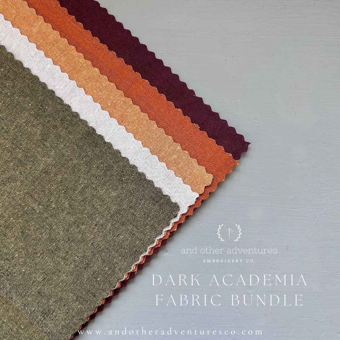 Dark Academia - 5 linen 8" fabric squares