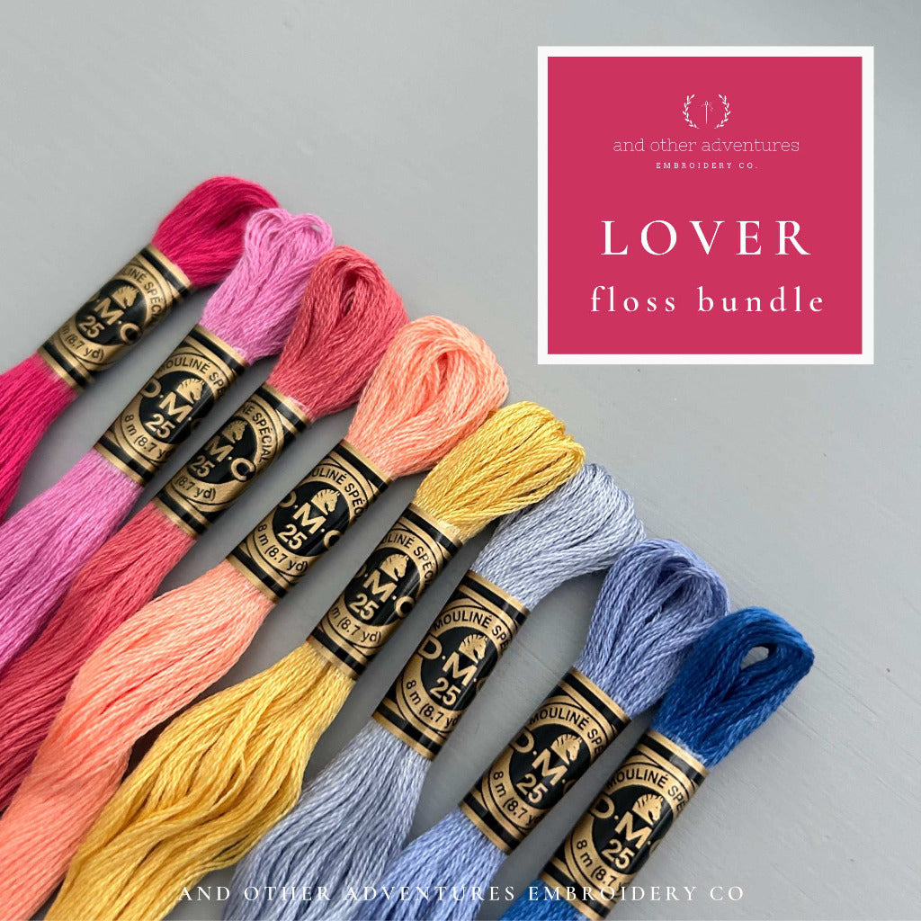 Taylor Swift's Lover Album inspired embroidery floss color palette by And Other Adventures Embroidery Co