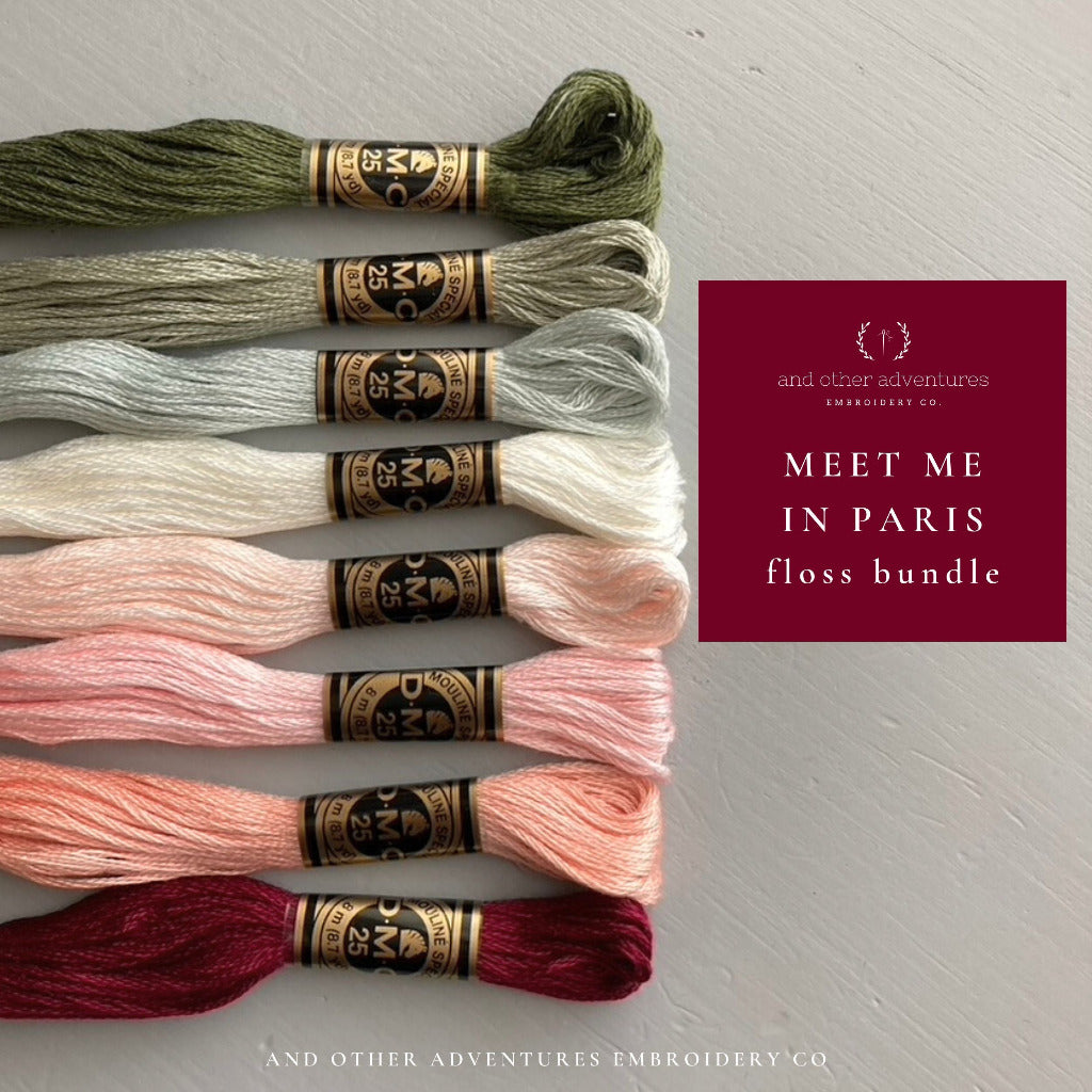 Red, Pink, White and Green Floss Bundle  for Embroidery Projects