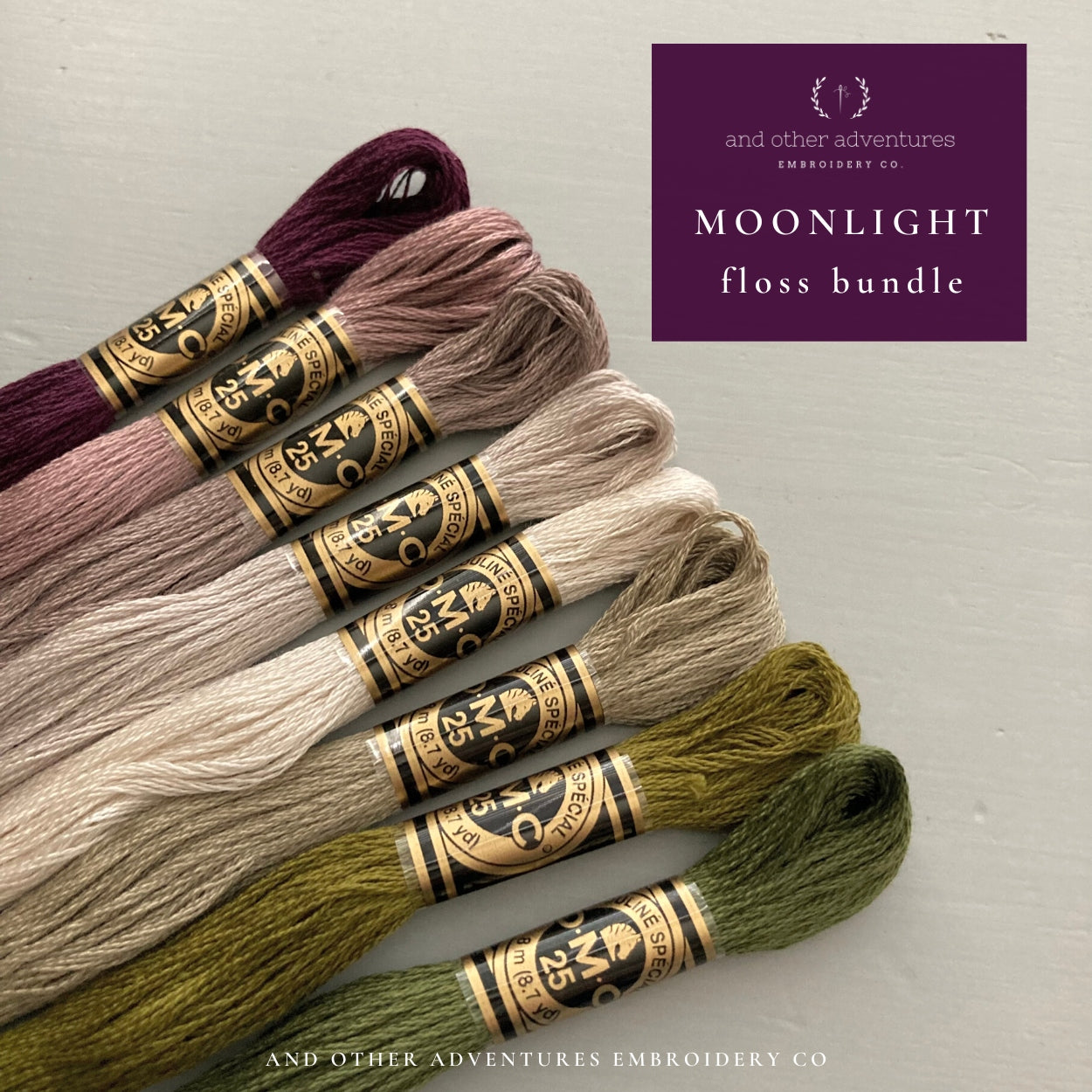 Halloween color palette DMC floss bundle for embroidery by And Other Adventures Embroidery Co