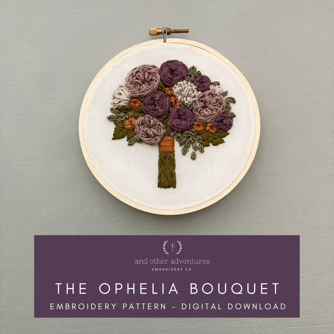 The Ophelia Bouquet Hand Embroidery Pattern - Embroidered Flowers by And Other Adventures Embroidery Co