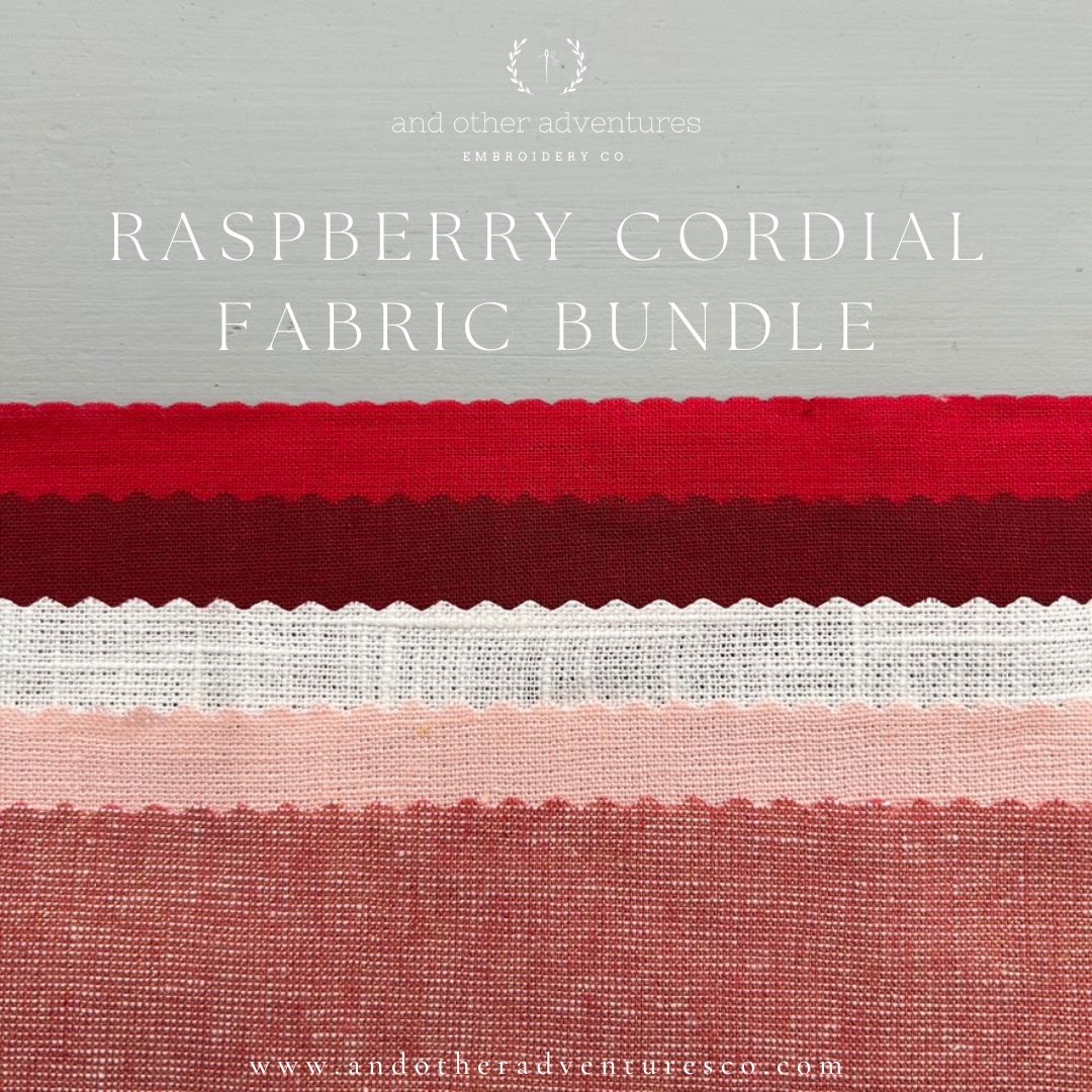 Raspberry Cordial linen fabric bundle sold by And Other Adventures Embroidery Co