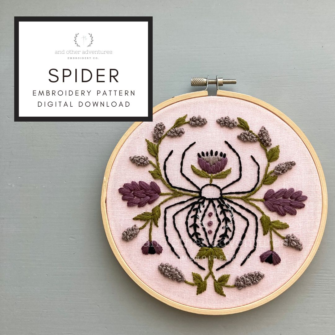 Halloween Spider Hand Embroidery Pattern - PDF Digital Download by And Other Adventures Embroidery Co