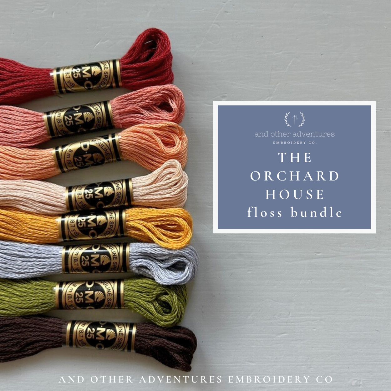 The Orchard House - Little Women inspired floss color palette by And Other Adventures Embroidery Co