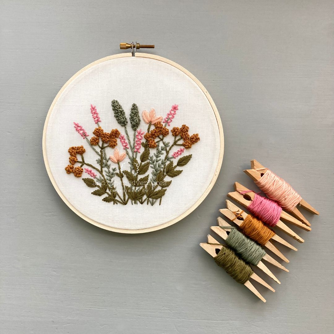 Hand Embroidery Kit for Beginners Boho colors by And Other Adventures Embroidery Co