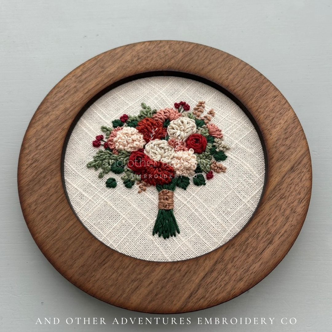 Cinnamon Florals Hand Embroidery Art by And Other Adventures Embroidery Co