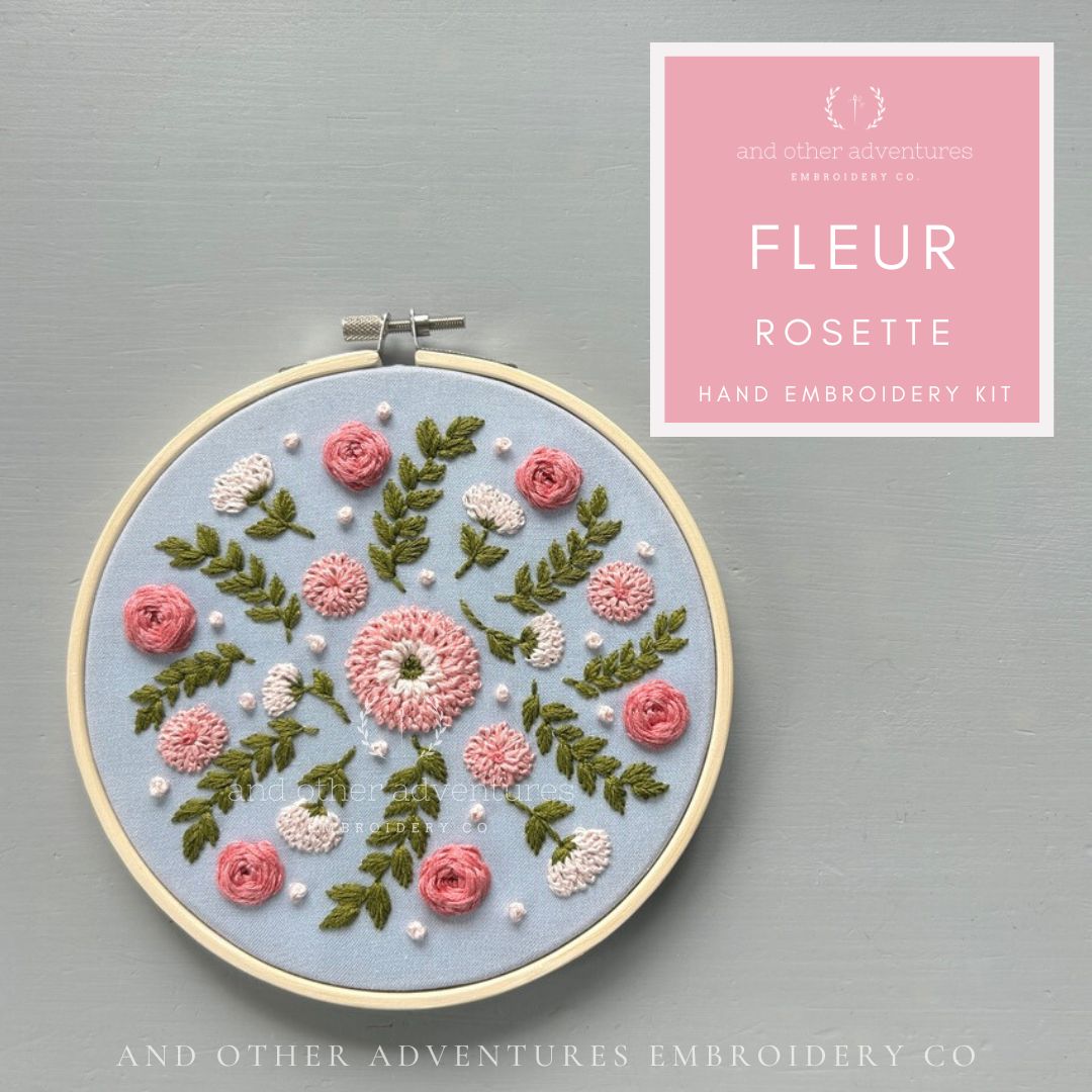Fleur Rosette Hand Embroidery Kit - inspired by spring in Paris - by And Other Adventures Embroidery Co