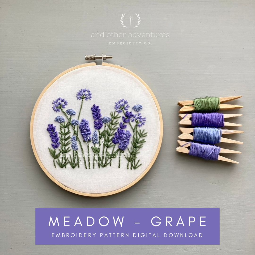 Meadow Grape Embroidery Pattern Digital Download - Beginner Embroidery Project by And Other Adventures Embroidery Co