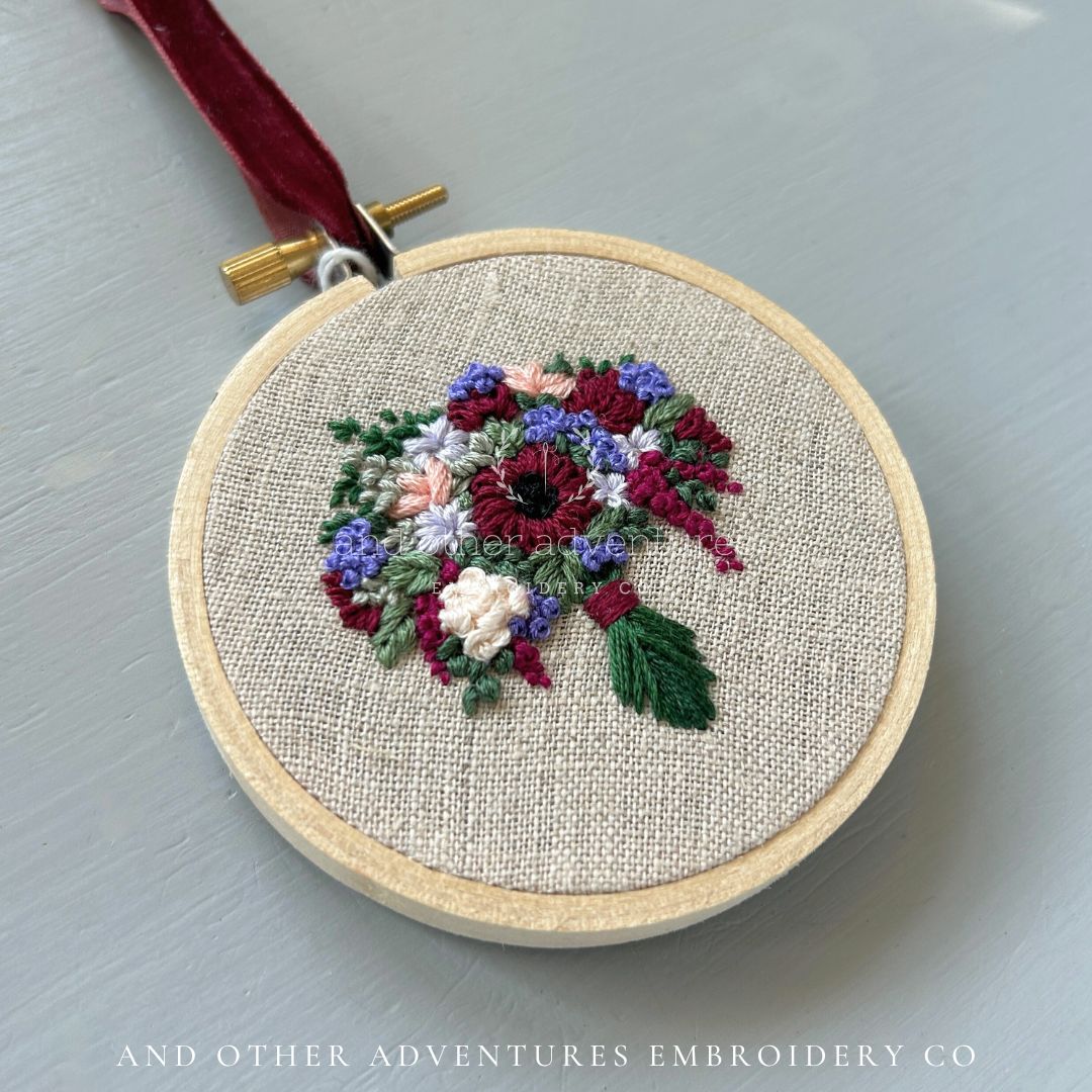 Dark Romantic Floral Bouquet Art Hand Embroidered by And Other Adventures Embroidery Co