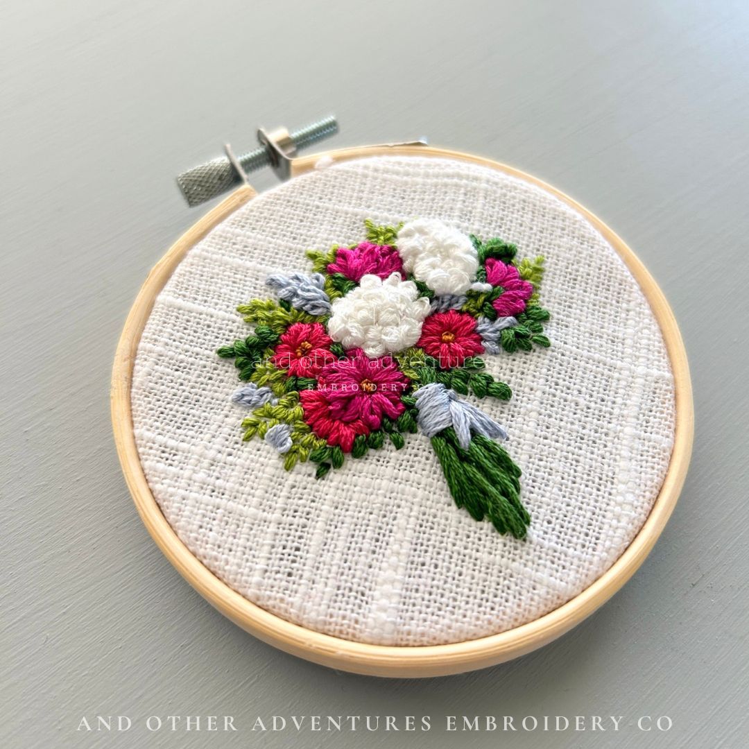Bright Blooms hand embroidered by And Other Adventures Embroidery Co