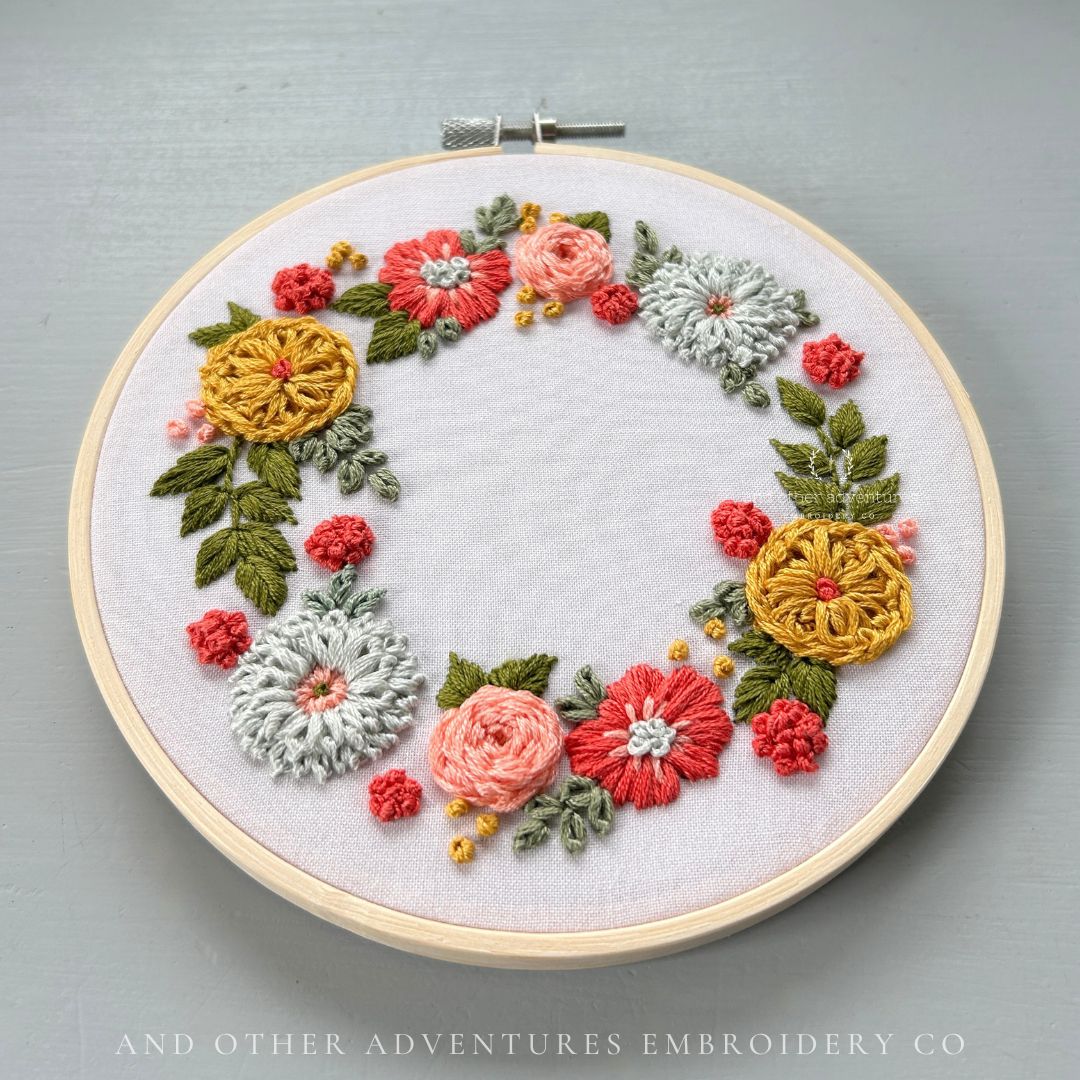 Summer Floral Wreath Hand Embroidery Kit by And Other Adventures Embroidery Co