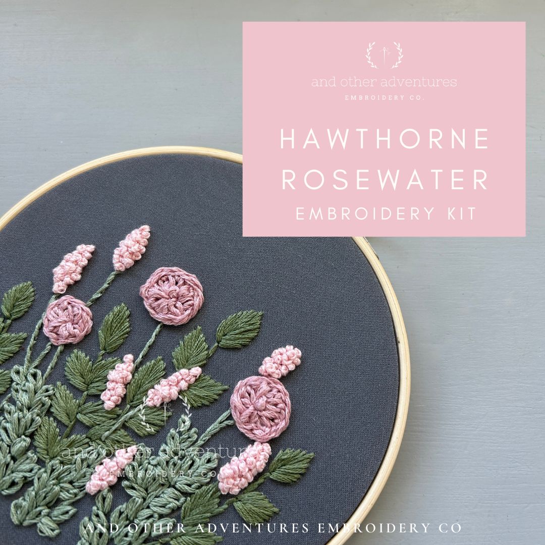 Pale Pink Flowers - Hawthorne Rosewater hand embroidery kit - And Other Adventures Embroidery Co