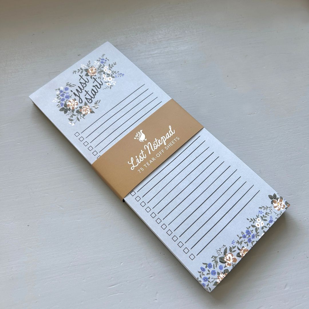 Blue Floral List Notepad