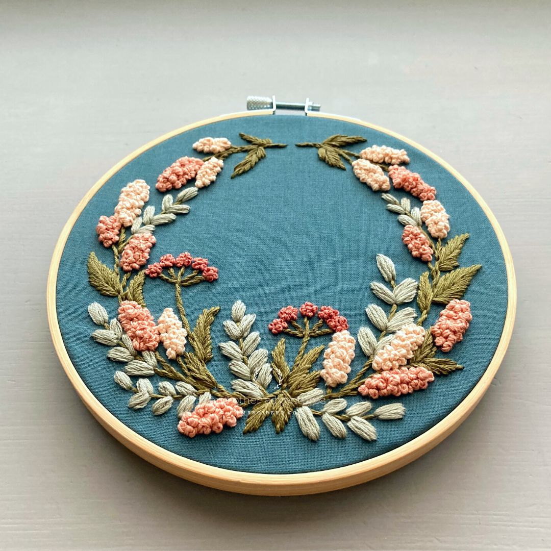 Hand Embroidered Floral Wreath Kit - craft project by And Other Adventures Embroidery Co