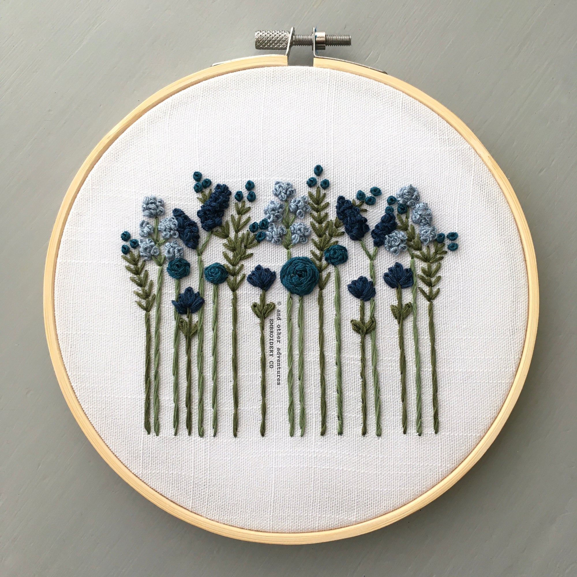 Blue and Green Embroidered Wildflowers | And Other Adventures Embroidery Co
