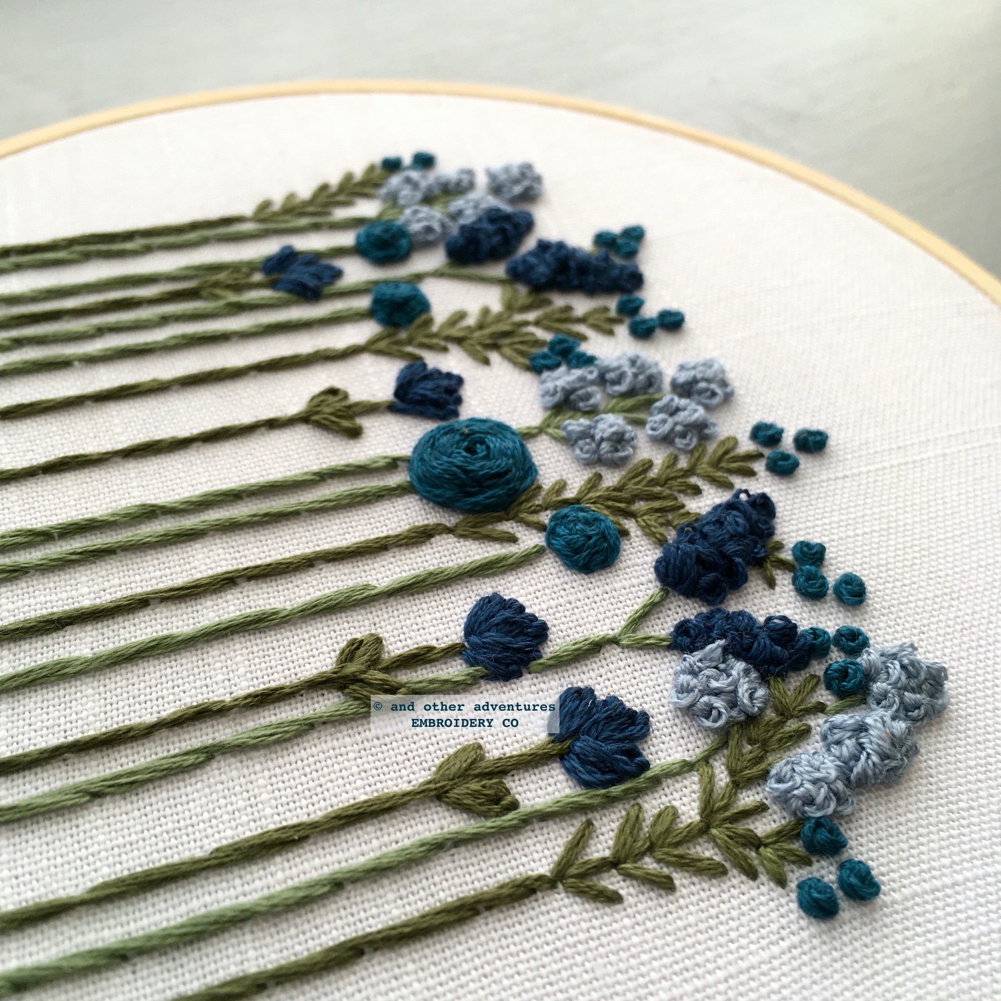 Hand Stitched Blue Wildflowers | And Other Adventures Embroidery Co