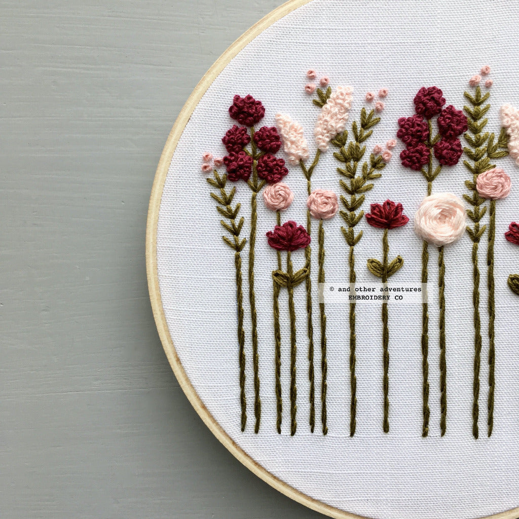 Maroon & Pink Beginner Hand Embroidery Kit by And Other Adventures Embroidery Co