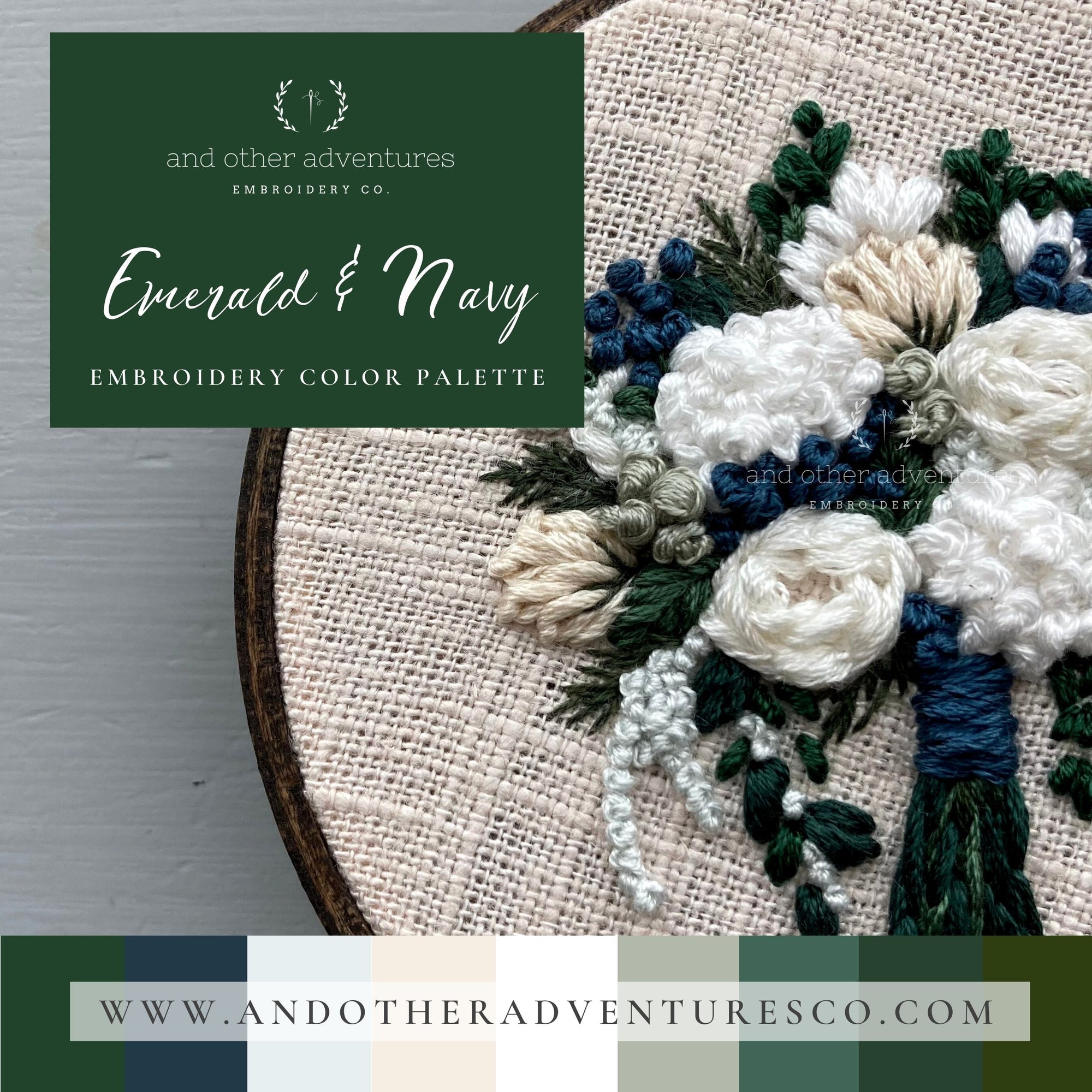 Emerald & Navy - Embroidery Color Palette
