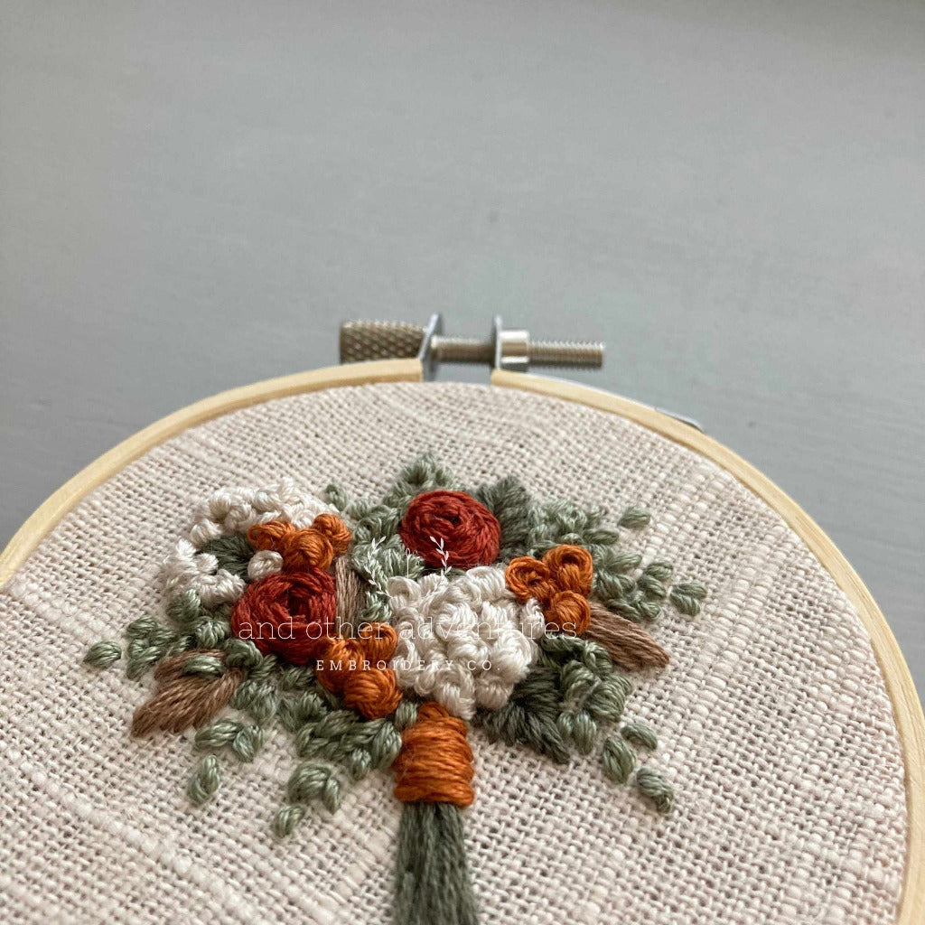 Hand Embroidered Fall Flowers for Autumn Wedding by And Other Adventures Embroidery Co