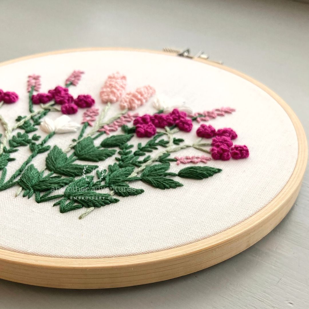 Valentine's Day inspired floral embroidery kit by And Other Adventures Embroidery Co