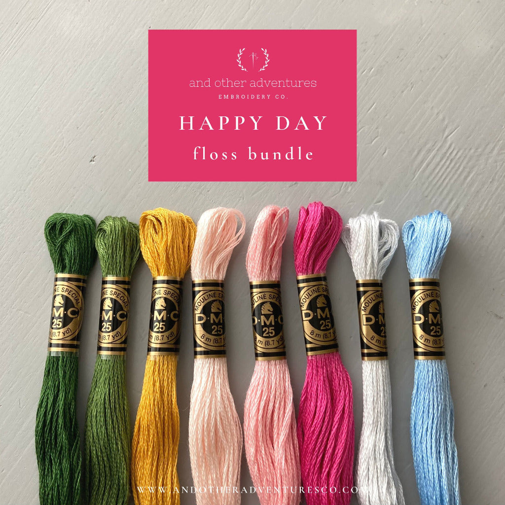 HAPPY DAY DMC floss bundle - bright summer colors by And Other Adventures Embroidery Co