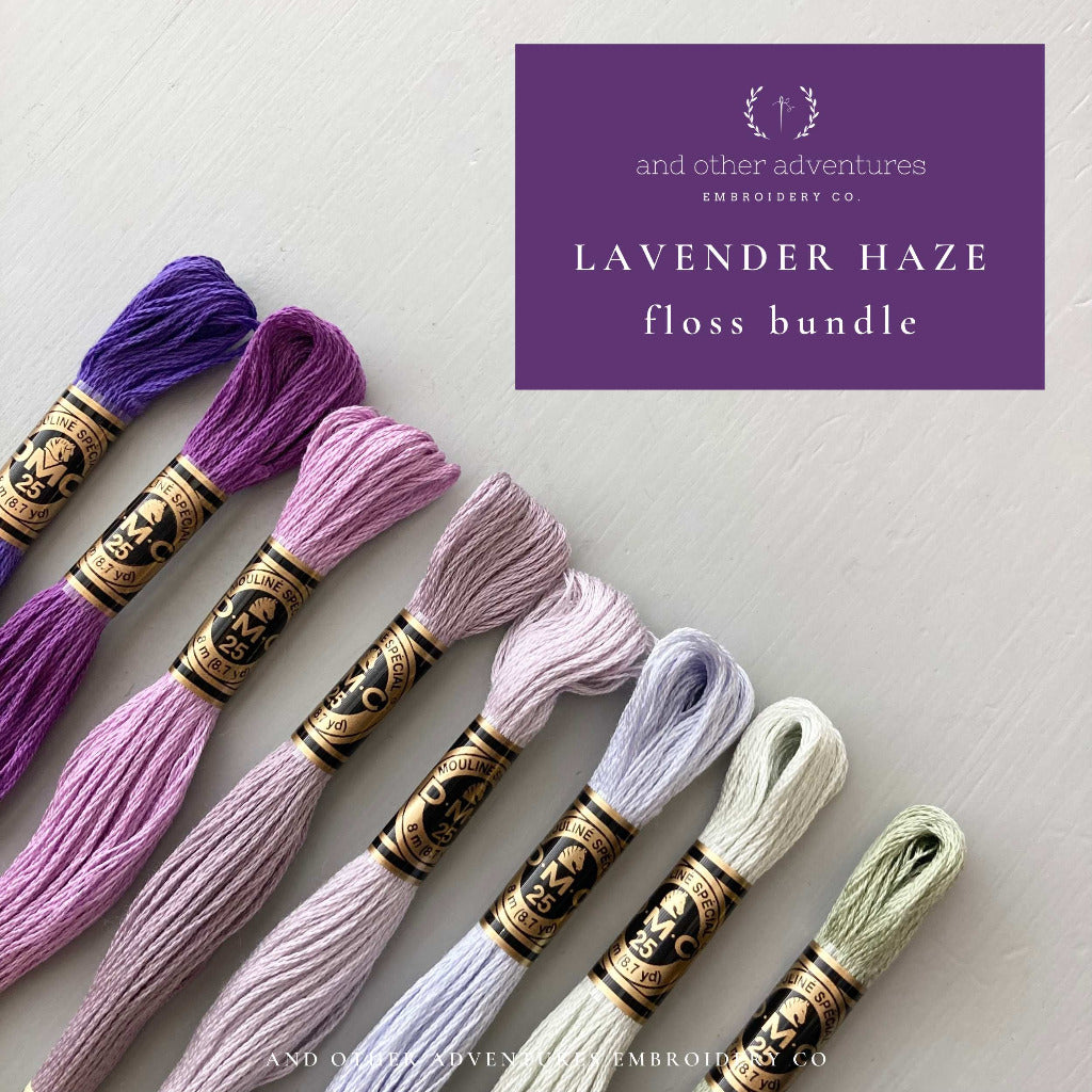 Purple DMC Embroidery Floss color combination - 8 floss skeins curated by And Other Adventures Embroidery Co