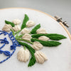 Hand Embroidered Ivory Tulips in Blue Ginger Jar by And Other Adventures Embroidery Co