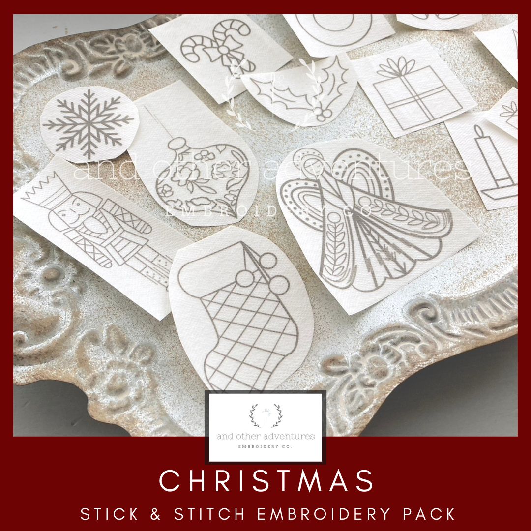 Christmas stick and stitch hand embroidery designs by And Other Adventures Embroidery Co