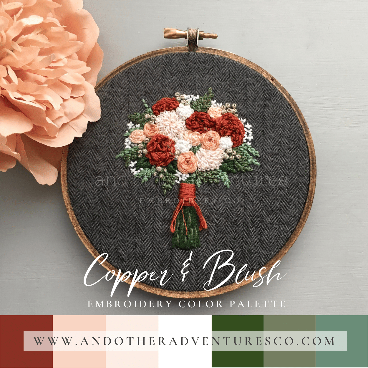 Copper & Blush Hand Embroidery Color Palette by And Other Adventures Embroidery Co