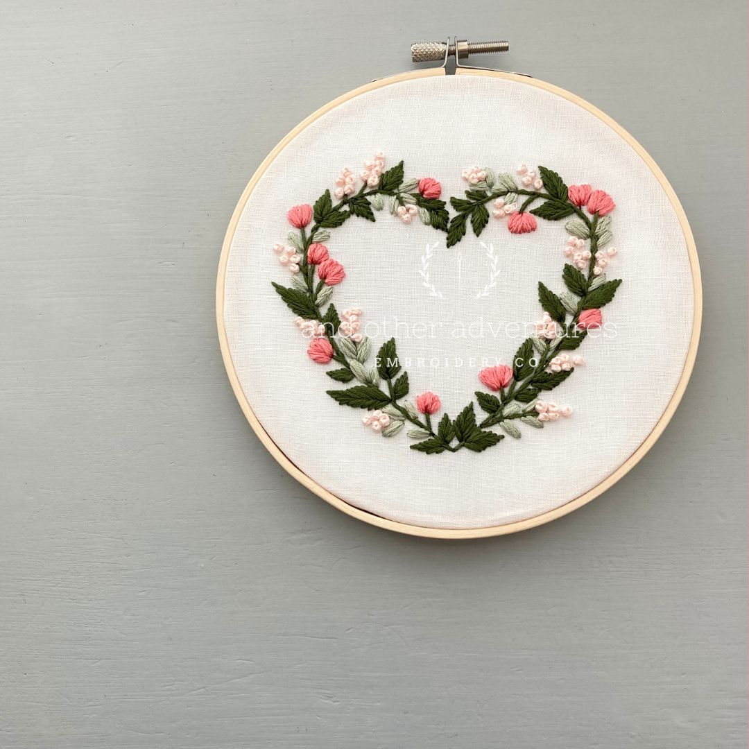 Hand Embroidered Pink Florals for Nursery, Beginner Hand Embroidery Kit, Baby Girl Room, And Other Adventures Embroidery Co