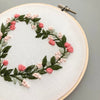 Hand Embroidery for Beginners, Pink Flower heart embroidery hoop pattern by And Other Adventures Embroidery Co