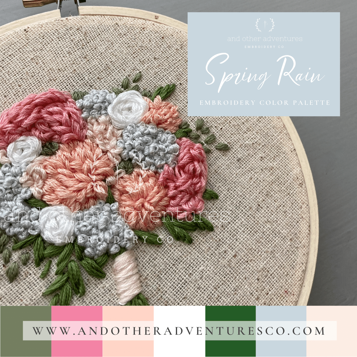 Spring Rain Hand Embroidery Color Palette by And Other Adventures Embroidery Co