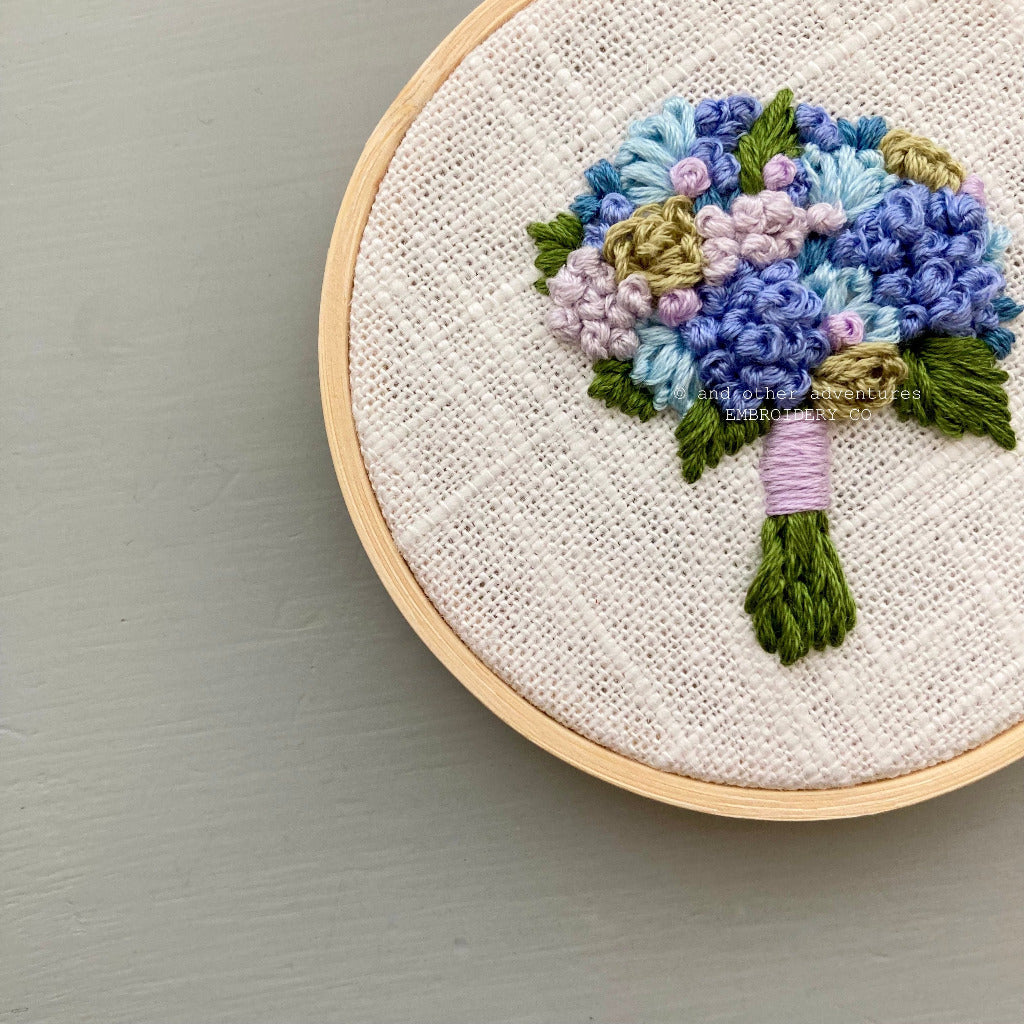 Blue and Lilac Floral Embroidery | And Other Adventures Embroidery Co
