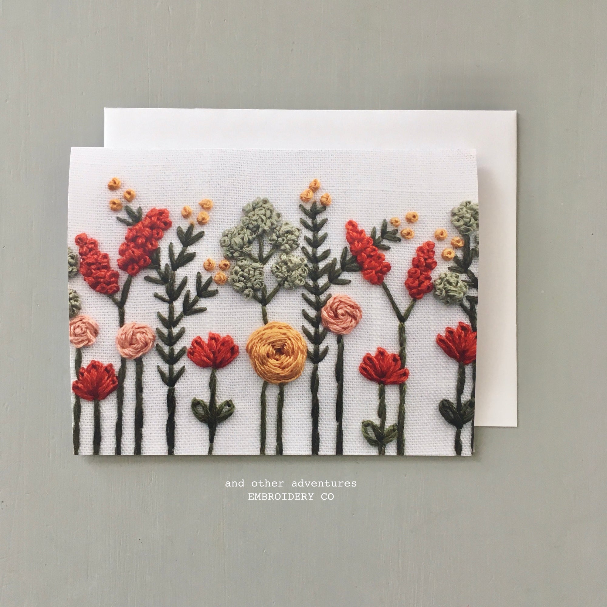 Fall Floral Embroidery Note Card by And Other Adventures Embroidery Co