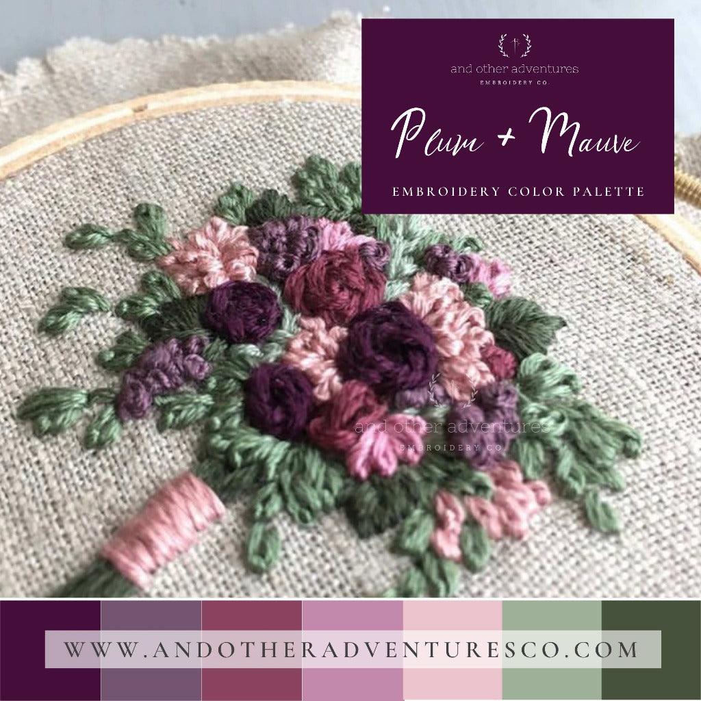Plum & Mauve Embroidery Color Combination by And Other Adventures Embroidery Co