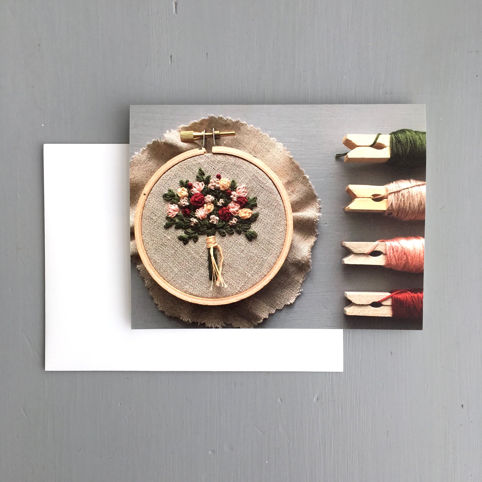 Embroidered Holiday Bouquet Greeting Card by And Other Adventures