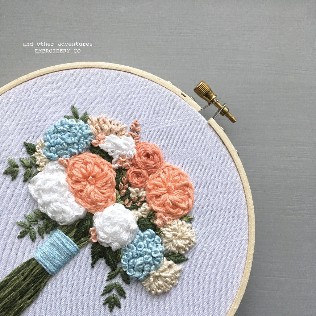 Summer Flower Bouquet Embroidered Hoop Art by And Other Adventures Embroidery Co