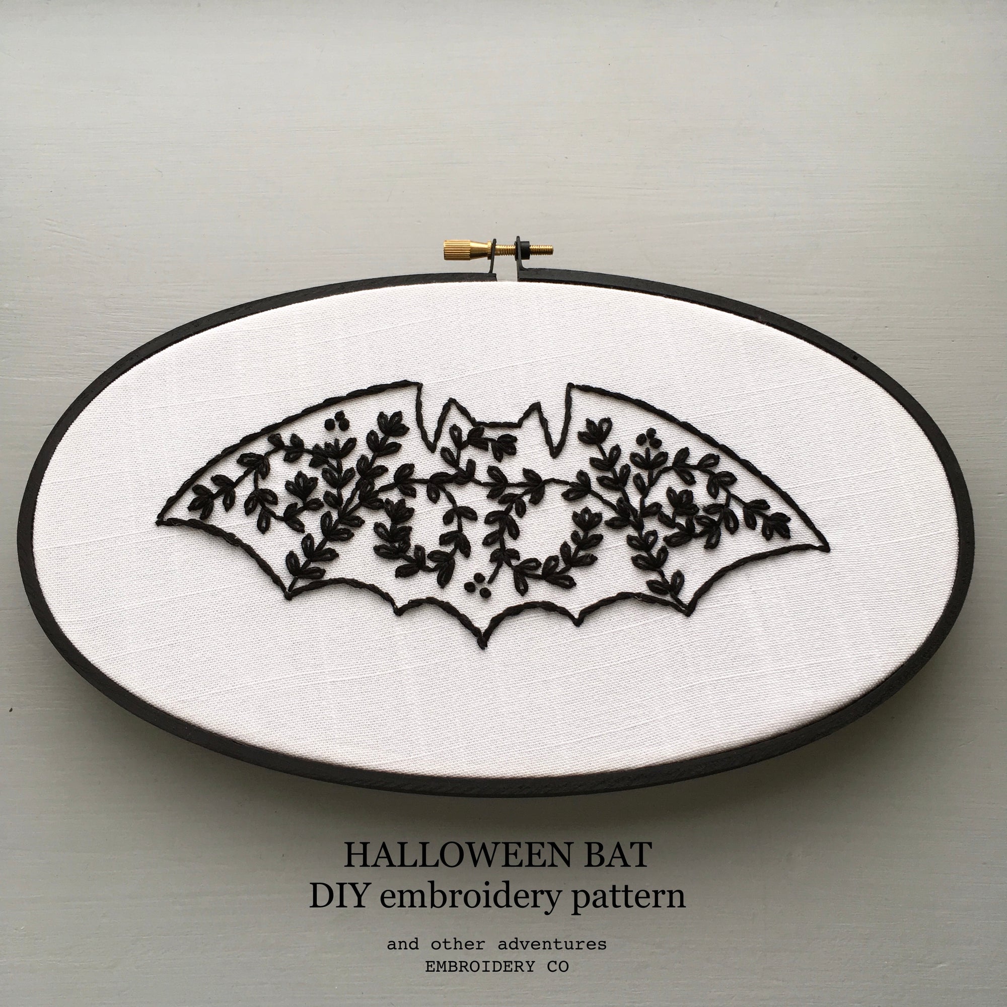 Halloween Bat DIY embroidery pattern by And Other Adventures Embroidery Co