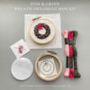 Pink &amp; Green Embroidered Wreath Ornament Mini Kit by And Other Adventures Embroidery Co