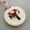 Red Holiday flower bouquet embroidery by And Other Adventures Embroidery Co