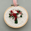 Red and Pink Christmas Floral Bouquet Hand Embroidered by And Other Adventures Embroidery Co