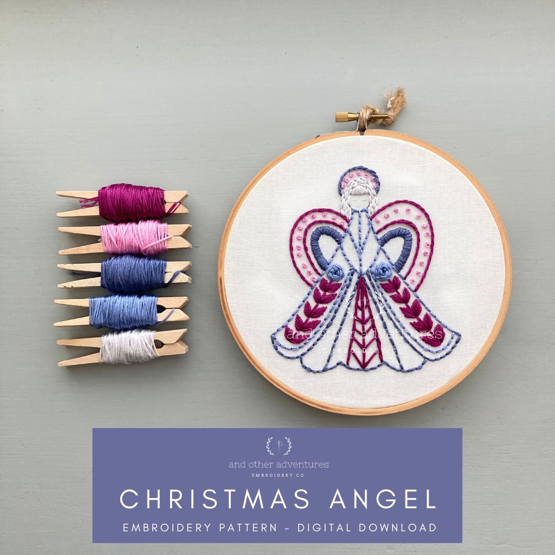 Christmas Angel hand embroidery pattern by And Other Adventures Embroidery Co