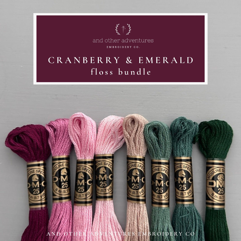 Embroidery Floss Bundle - Cranberry & Emerald - And Other