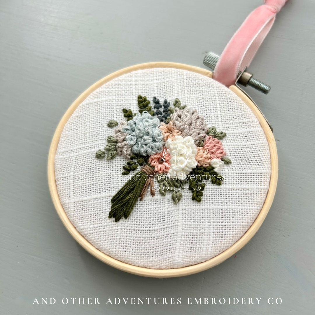 Hand embroidered floral bouquet by And Other Adventures Embroidery