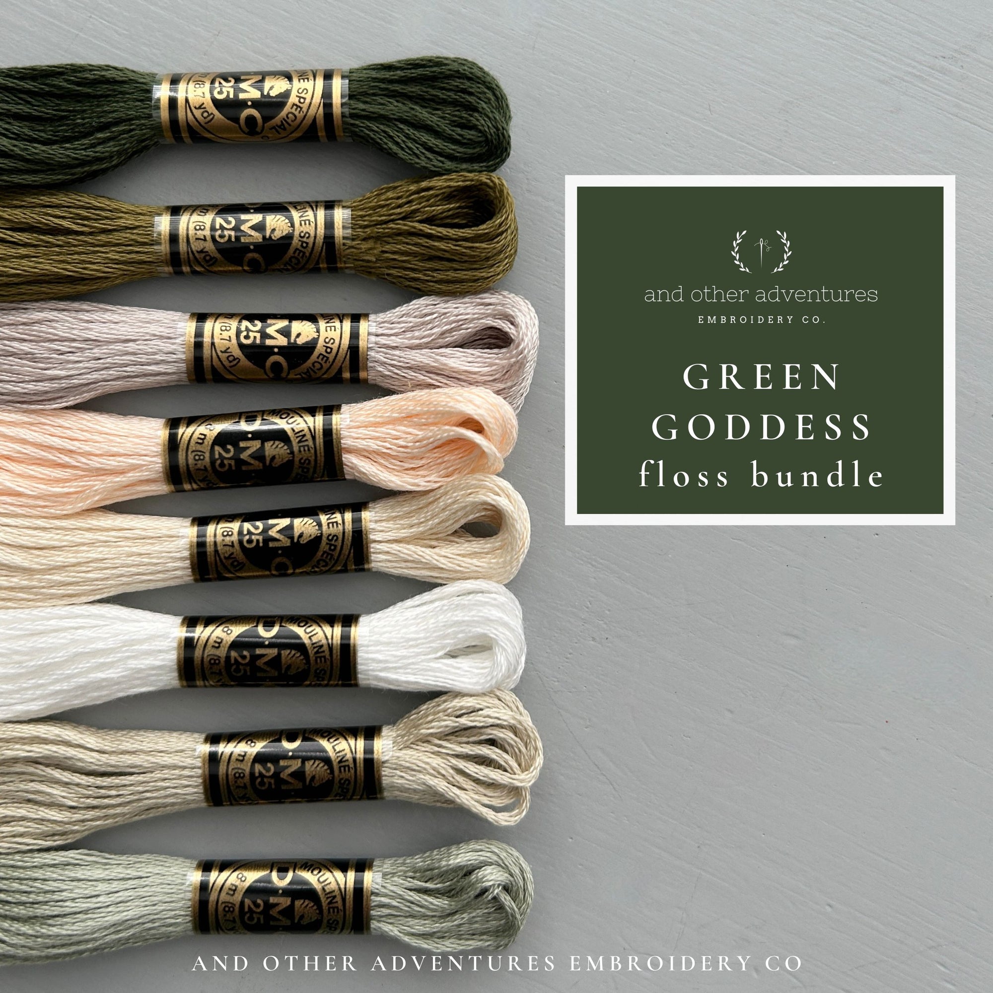 Beautiful earthy DMC floss color bundle curated by And Other Adventures Embroidery Co