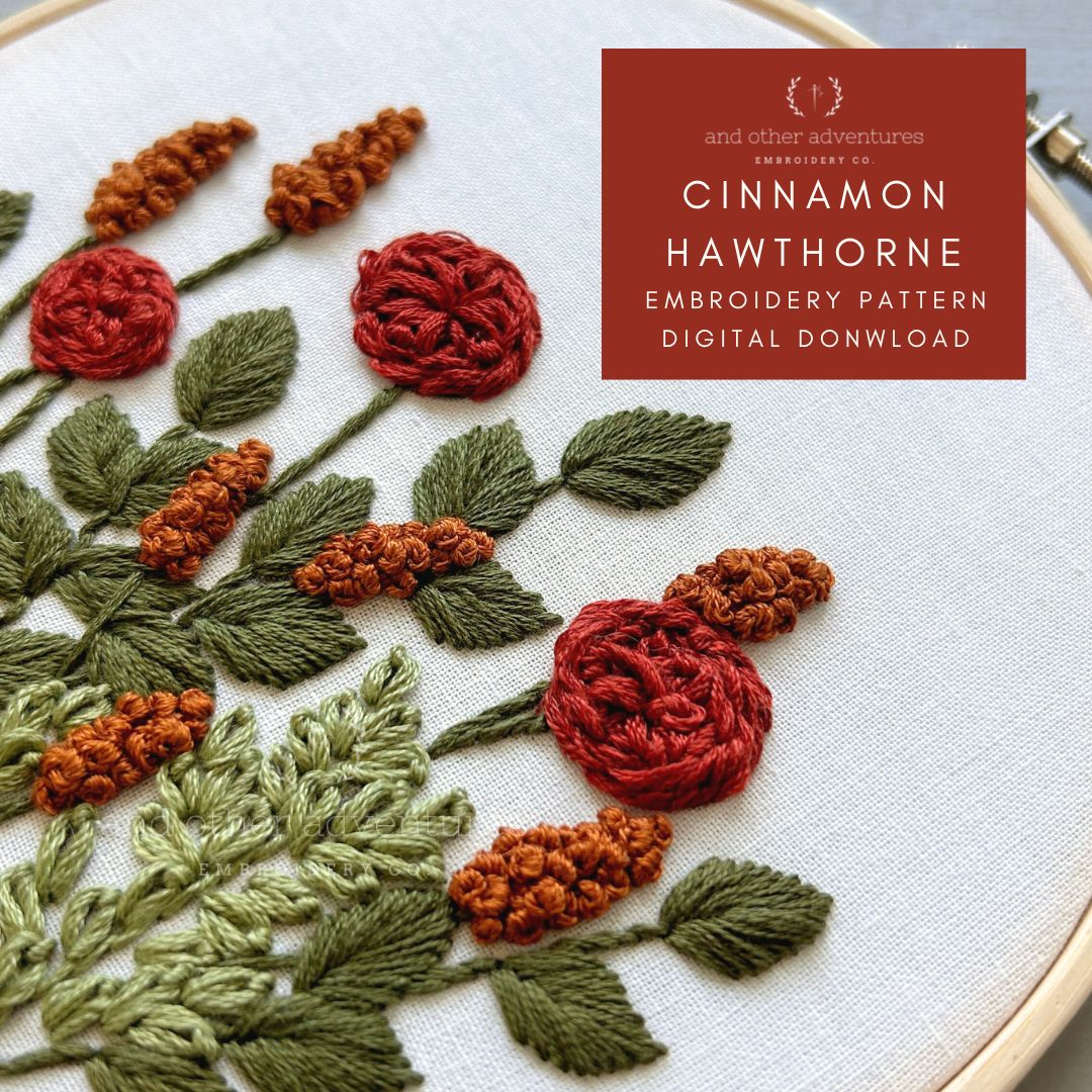 Hand Embroidery PATTERN - Hawthorne in Cinnamon