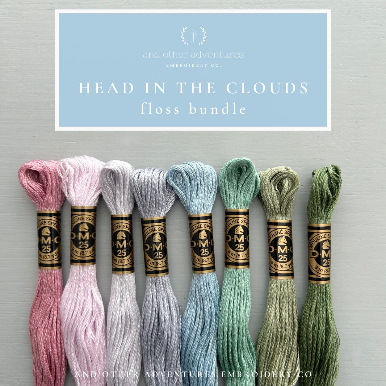 Head in the Clouds DMC floss skein bundle curated by And Other Adventures Embroidery Co