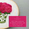 Hot Pink Dahlias in Green Ginger Jar Hand Embroidery PDF Pattern Digital Download by And Other Adventures Embroidery Co